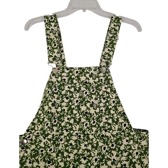 ZARA ~Woman Size S~ Green Floral Print Bib Jumpsuit Romper Cotton. - Picture 12 of 13